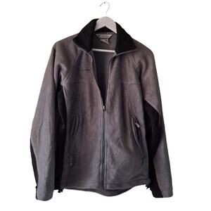 Columbia Mens Light Gray Fleece Jacket with Black Contrast LS High Neck - Size S